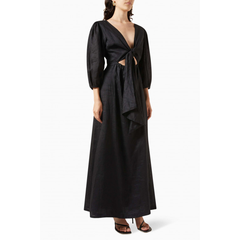 Faithfull The Brand - La Mia Maxi Dress in Linen Black
