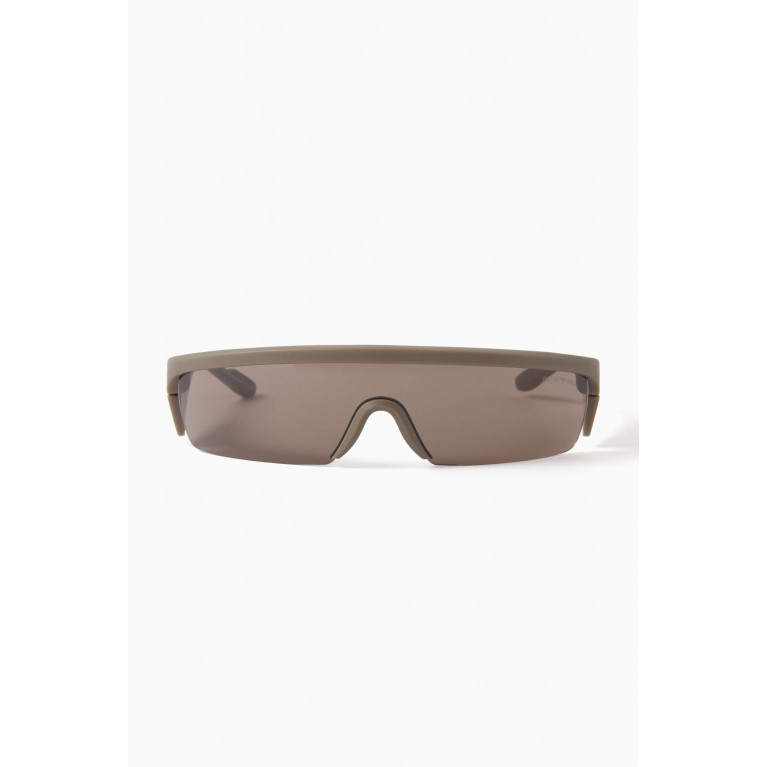 Emporio Armani - Rectangle Rimless Sunglasses in Metal Brown