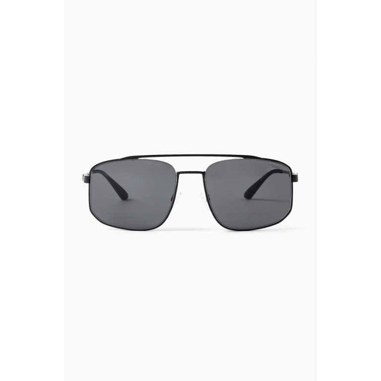 Emporio Armani - Square Aviator Sunglasses in Metal