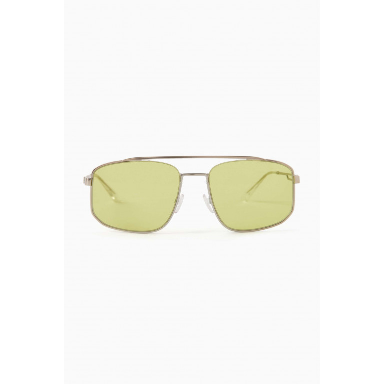 Emporio Armani - Square Aviator Sunglasses in Metal Green