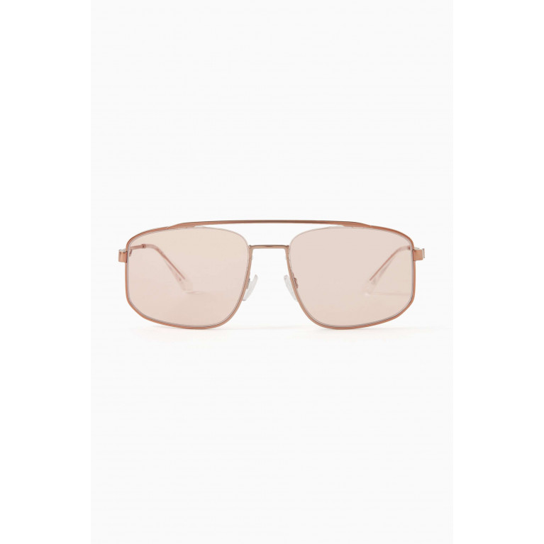 Emporio Armani - Square Aviator Sunglasses in Metal Pink