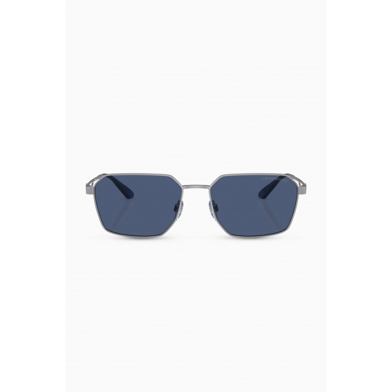 Emporio Armani - Square Sunglasses in Metal Blue