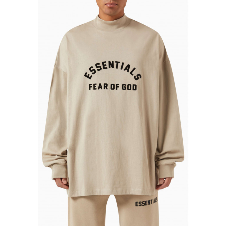 Fear of God Essentials - Flocked Logo Long-sleeve T-shirt in Cotton-jersey