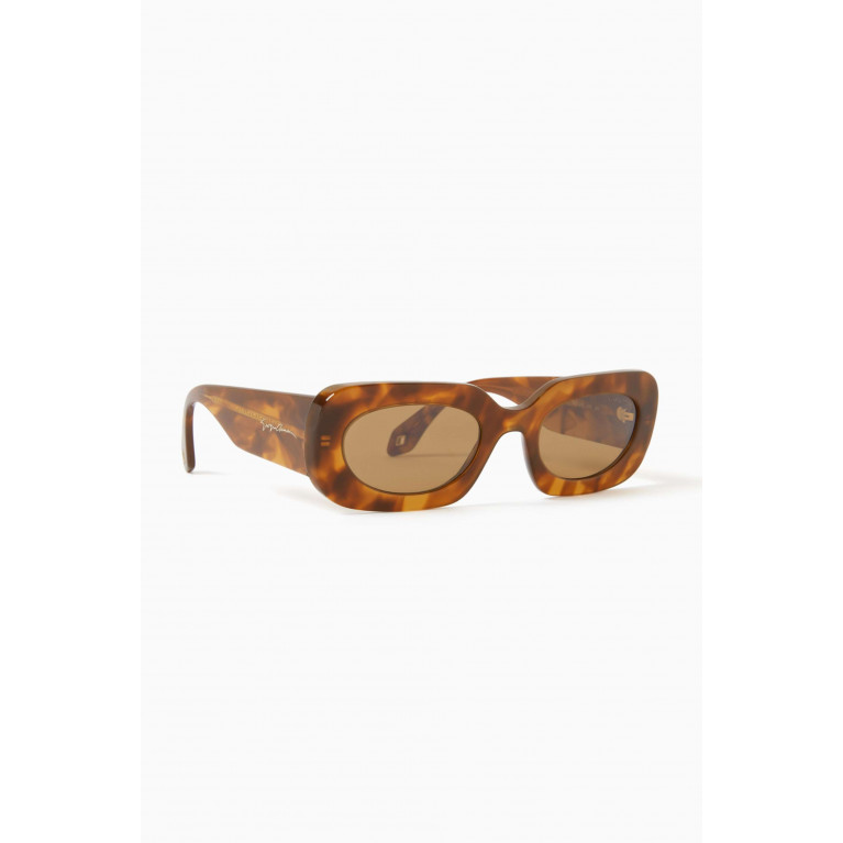 Giorgio Armani - Rectangle Sunglasses in Havana Acetate Brown