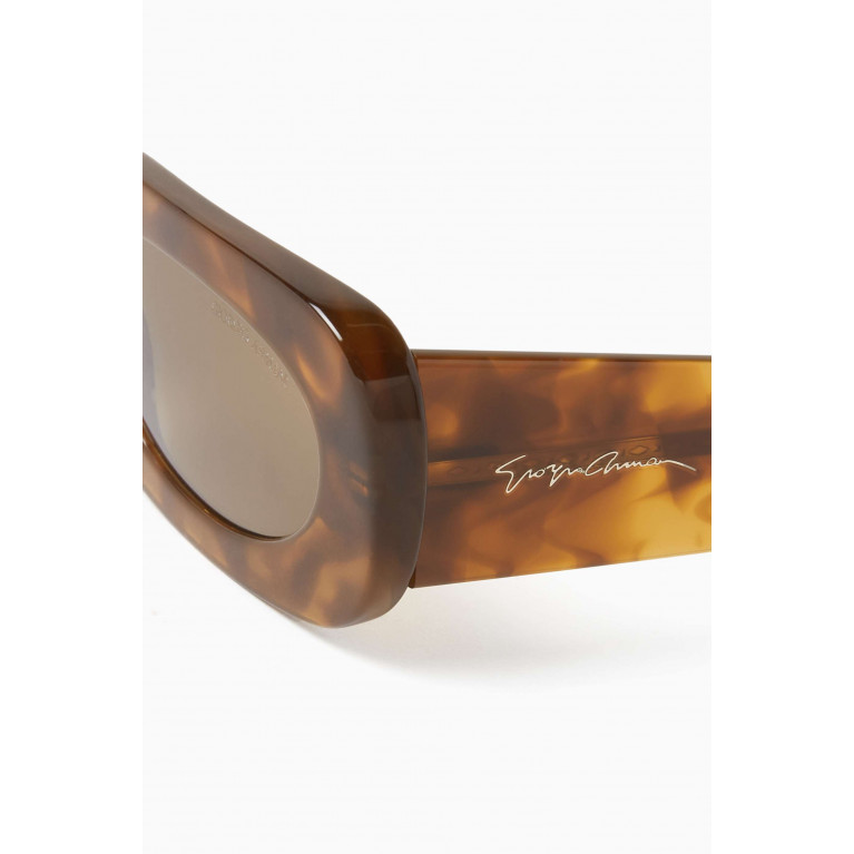 Giorgio Armani - Rectangle Sunglasses in Havana Acetate Brown
