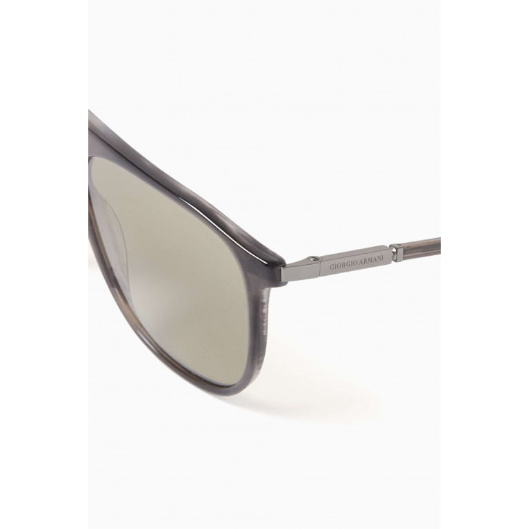 Giorgio Armani - D-frame Sunglasses in Metal & Acetate Brown