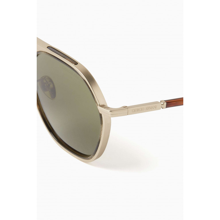 Giorgio Armani - Aviator Sunglasses in Metal Green