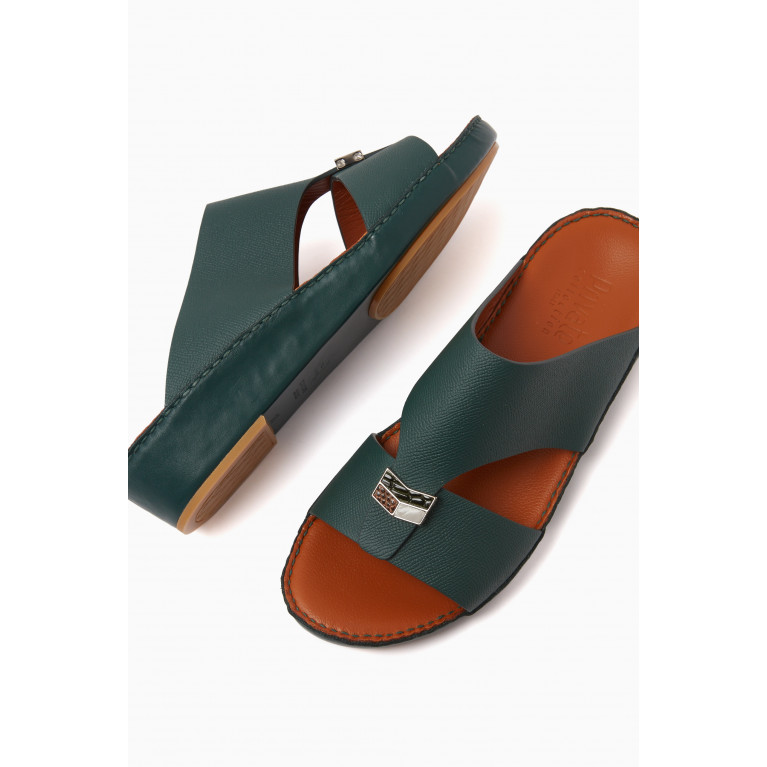 Private Collection - Cinghia Trecce Pelli Sandals in Calf Leather Green