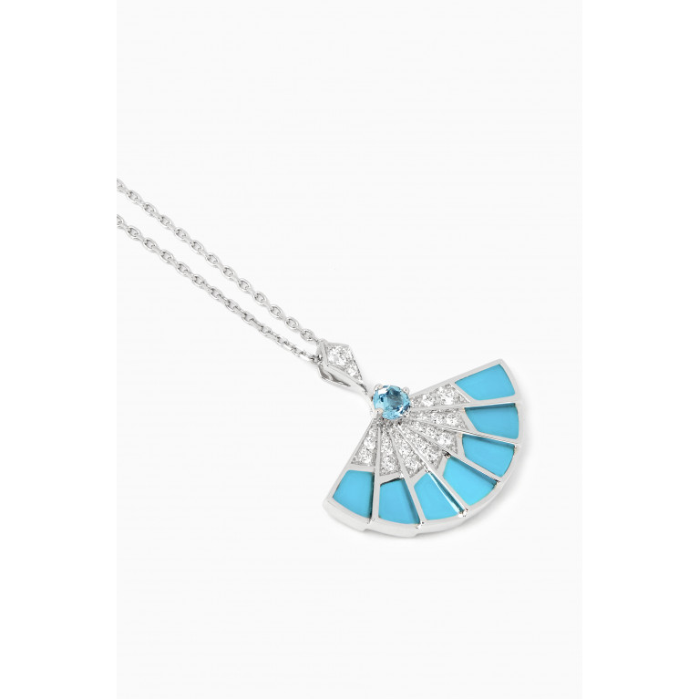 Garrard - Fanfare Symphony Aquamarine & Turquoise Pendant Necklace in 18kt White Gold