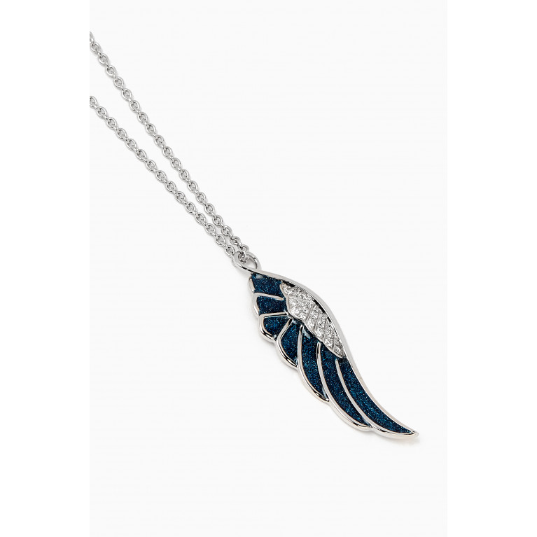 Garrard - Wings Reflection "Midnight" Small Diamond Pendant with Enamel in 18kt White Gold