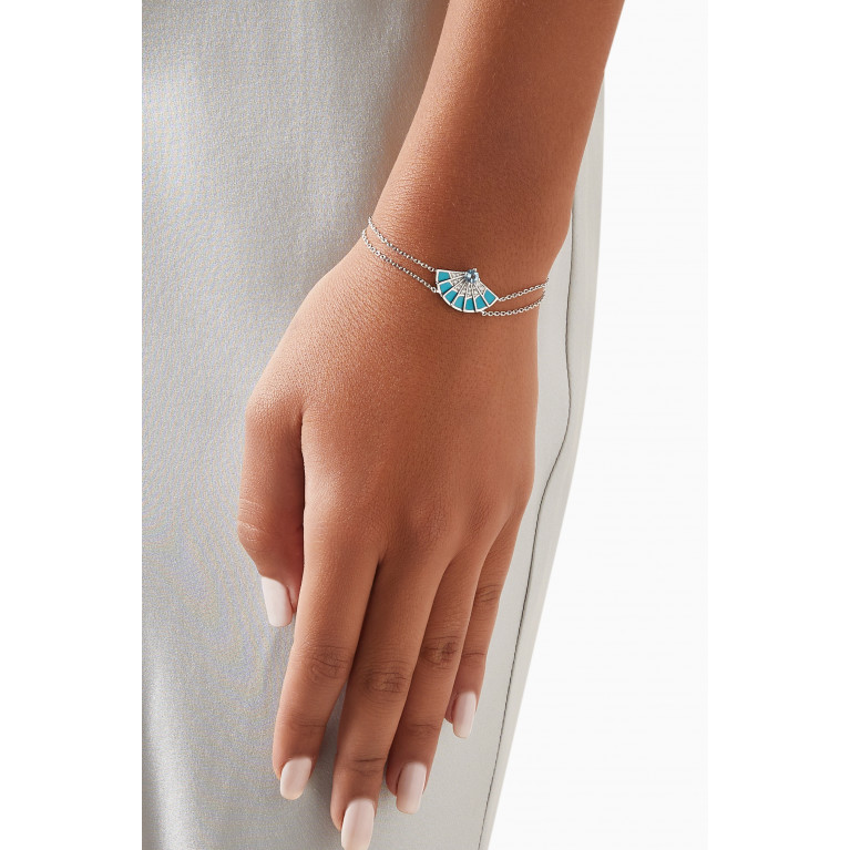 Garrard - Fanfare Symphony Aquamarine & Turquoise Bracelet in 18kt White Gold