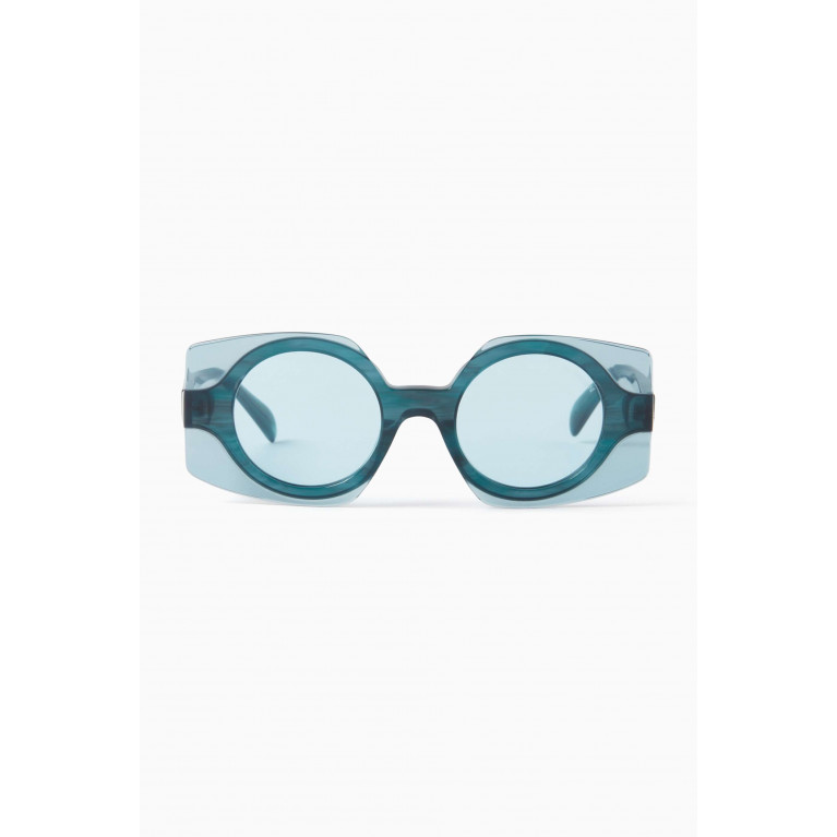 Emporio Armani - Round Frame Sunglasses in Acetate Blue