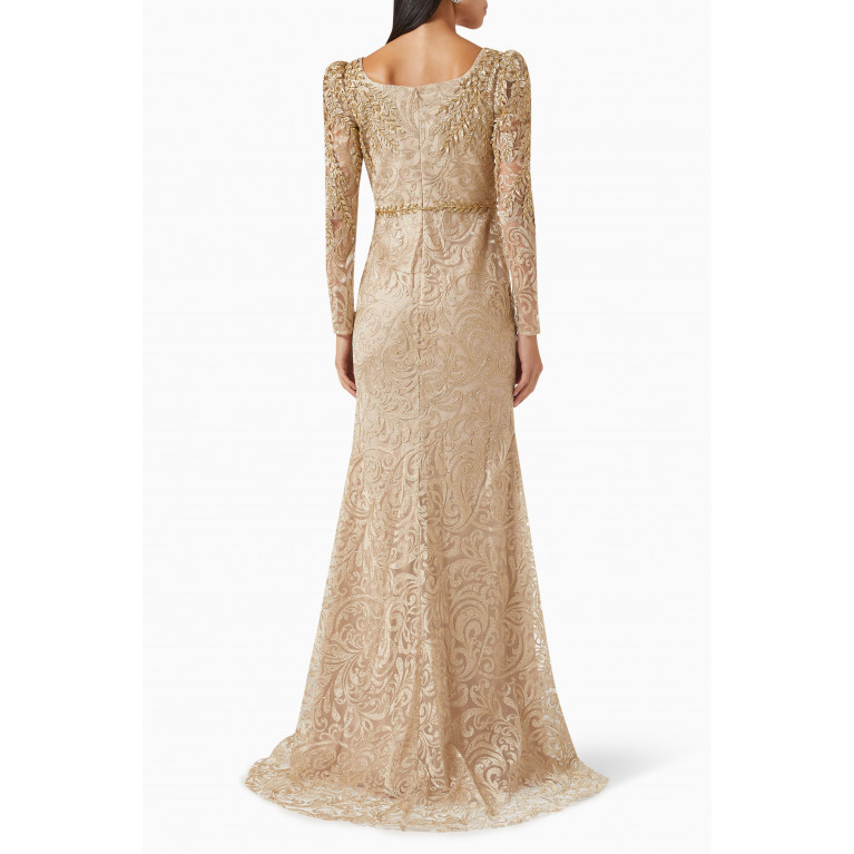 Mac Duggal - Embroidered Gown Gold