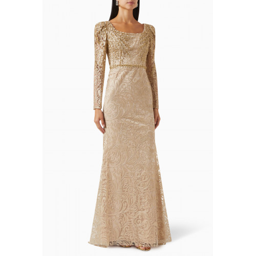 Mac Duggal - Embroidered Gown Gold