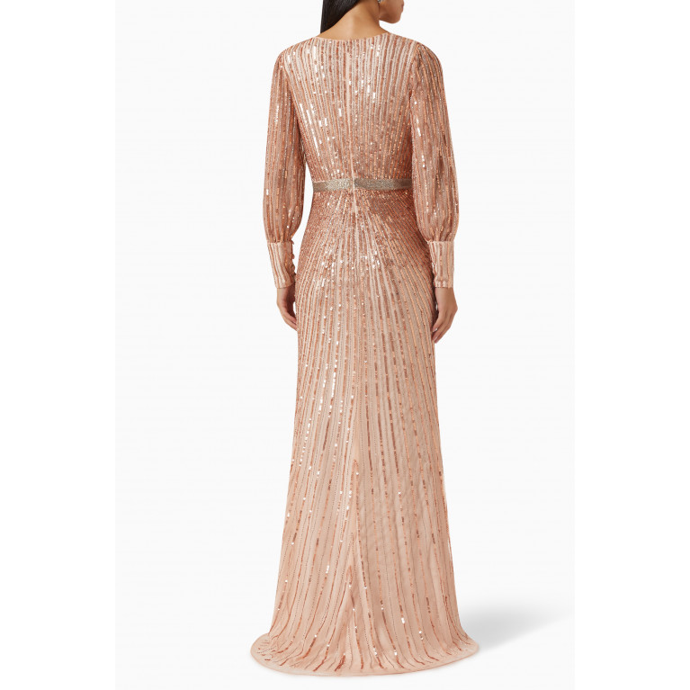 Mac Duggal - Sequinned Wrap Gown Gold
