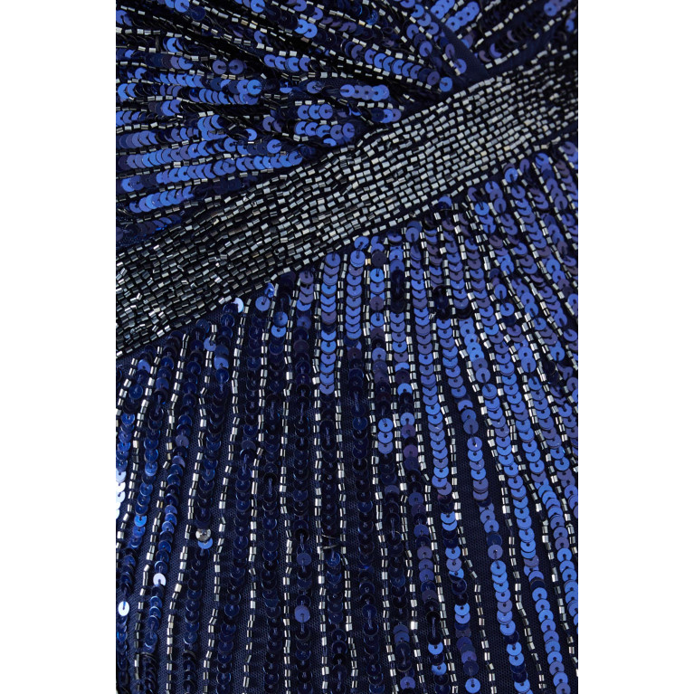 Mac Duggal - Sequinned Wrap Gown Blue