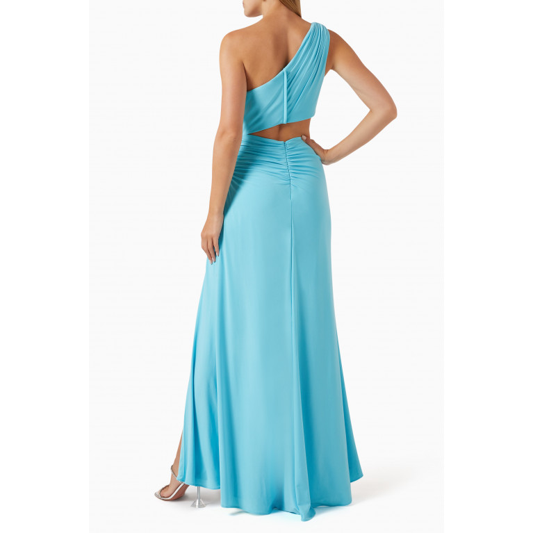 Mac Duggal - One-shoulder Cut-out Gown Blue