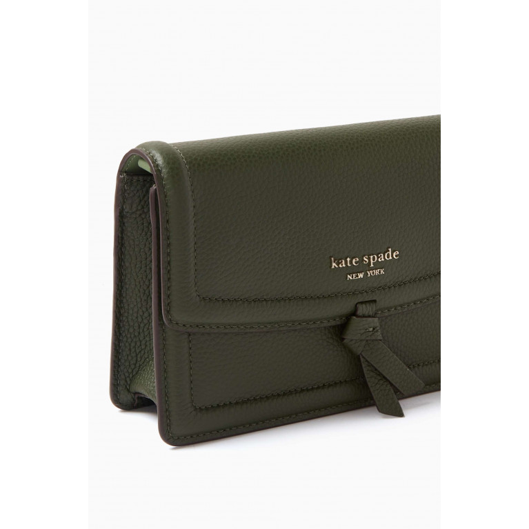 Kate Spade New York - Knott Flap Crossbody Bag in Pebbled Leather Green