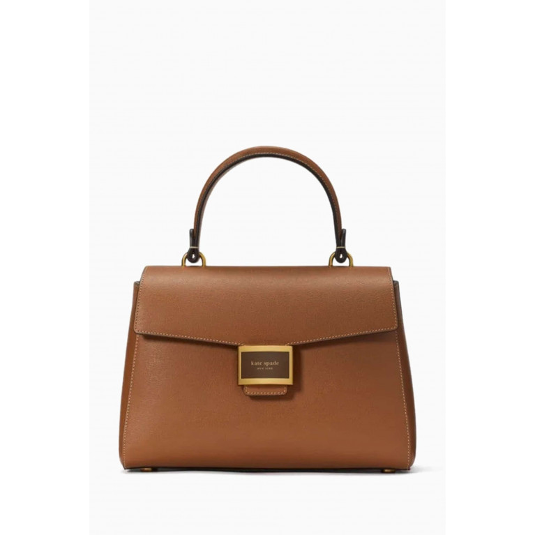 Kate Spade New York - Medium Katy Top Handle Bag in Leather Brown