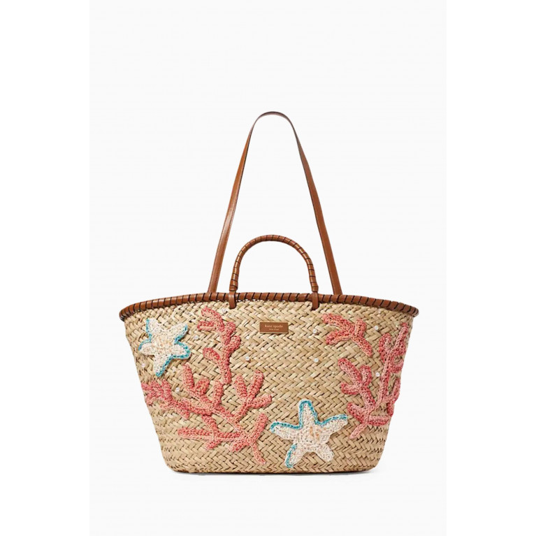 Kate Spade New York - Large What The Shell Tote Bag in Embellished Straw