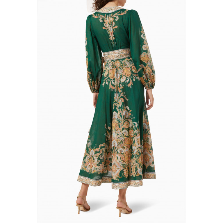 Zimmermann - Devi Wrap Midi Dress in Cotton