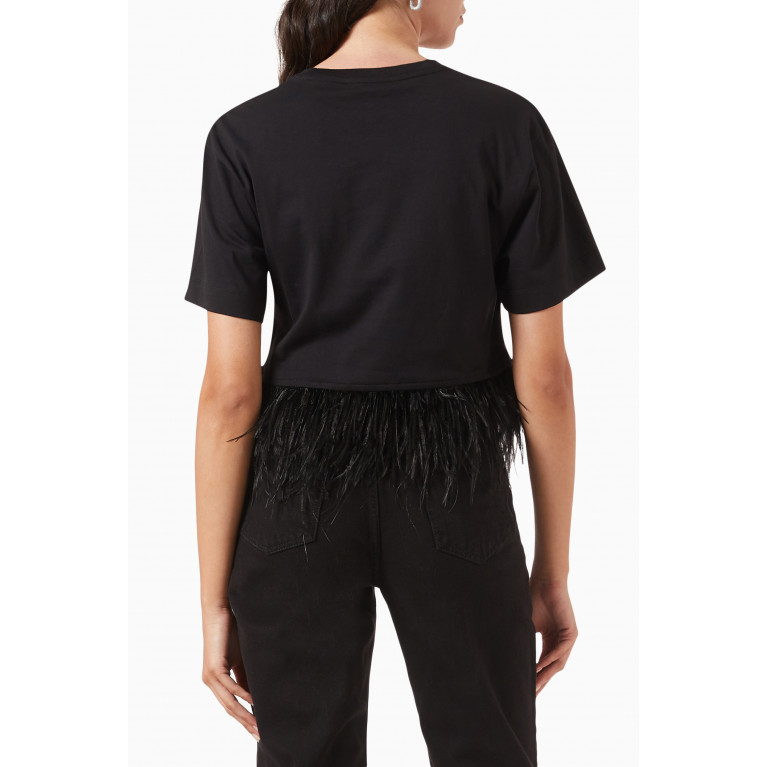 Frame - Cropped Feather T-shirt in Cotton-jersey