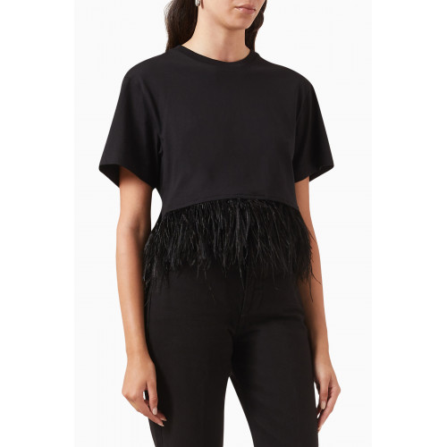 Frame - Cropped Feather T-shirt in Cotton-jersey