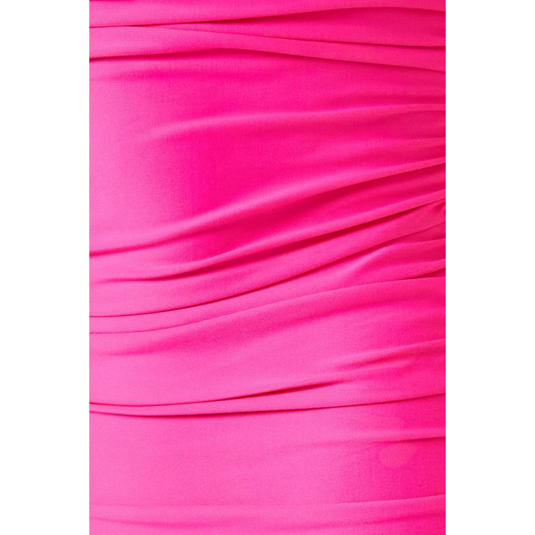 Good American - Ruched Maxi Tube Dress in Stretch-satin Pink