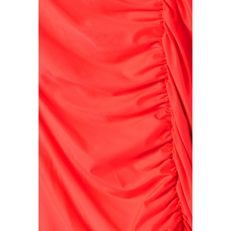Good American - Ruched Maxi Slip Dress in Stretch-satin Orange