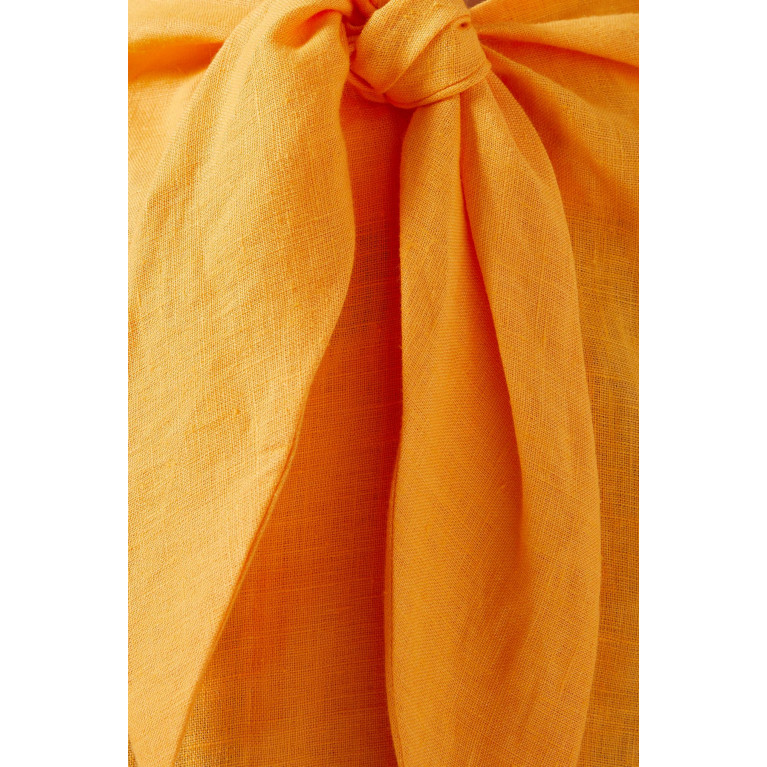 Nanushka - Kubra Ruched Midi Dress in Linen