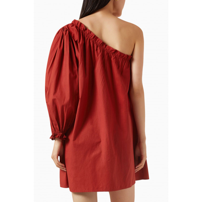 Posse - Mila One-shoulder Mini Dress in Cotton-poplin