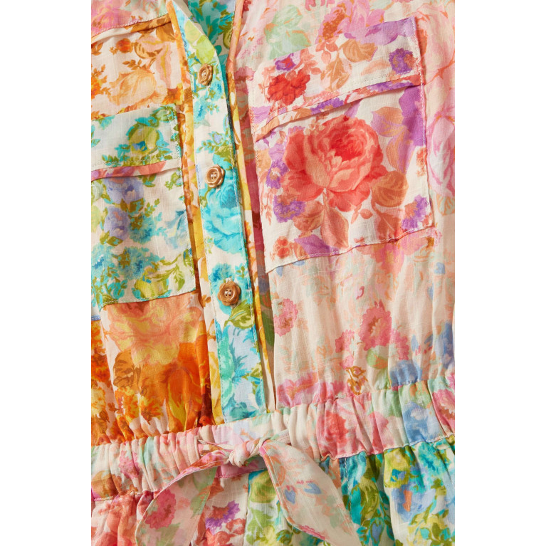 Zimmermann - Raie Floral-print Spliced Playsuit in Cotton