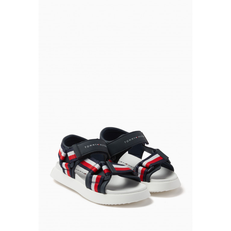 Tommy Hilfiger - Stripes Velcro Sandals in Faux Leather