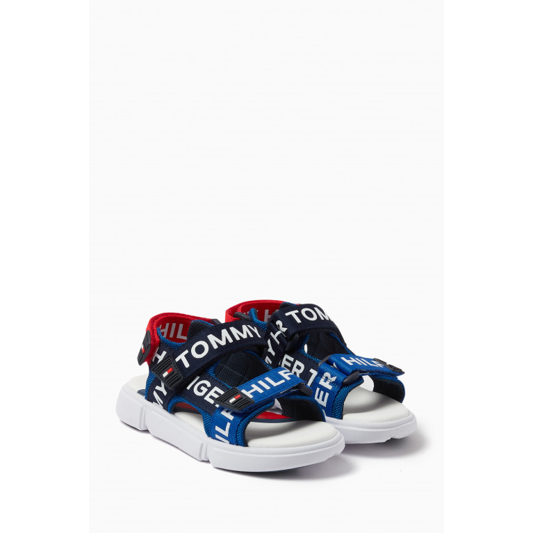 Tommy Hilfiger - Logo Velcro Sandals in Mesh Fabric