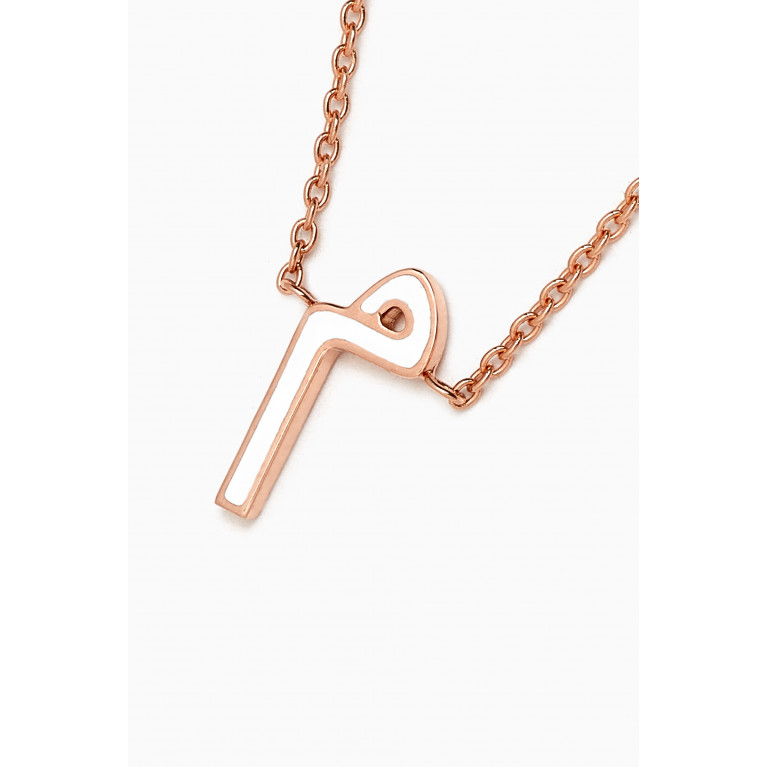 HIBA JABER - Initial Enamel Necklace - Letter "M" in 18kt Rose Gold