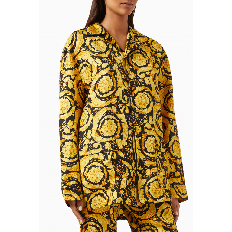 Versace - Barocco-print Pyjama Shirt in Silk-twill