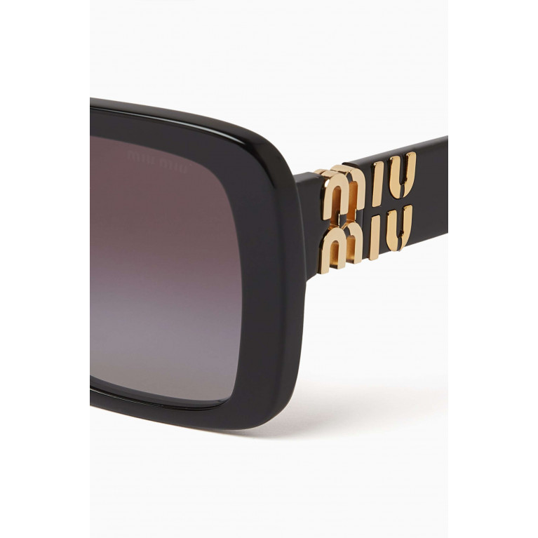 Miu Miu - Irregular Frame Logo Sunglasses in Acetate