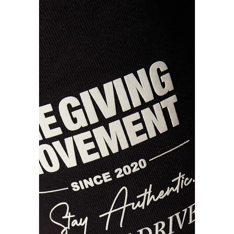 The Giving Movement - Street Print Logo Shorts in Organic Fleece Black