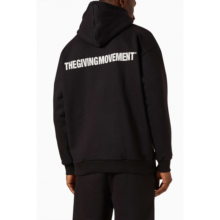 The Giving Movement - Oversized Logo Hoodie in Organic Cotton-blend Black