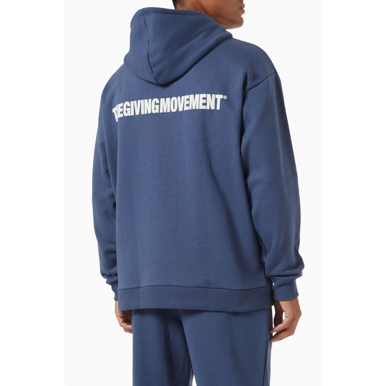 The Giving Movement - Oversized Logo Hoodie in Organic Cotton-blend Blue