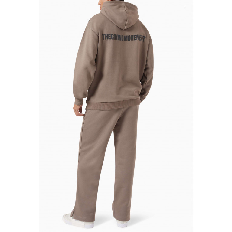 The Giving Movement - Oversized Logo Hoodie in Organic Cotton-blend Brown