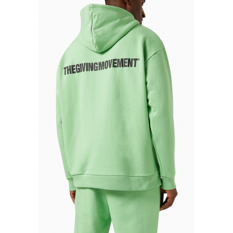The Giving Movement - Oversized Logo Hoodie in Organic Cotton-blend Green