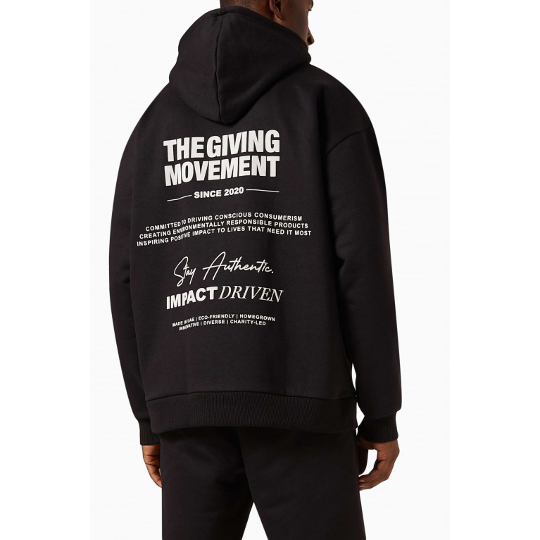 The Giving Movement - Street Logo-print Hoodie in Organic Fleece Black