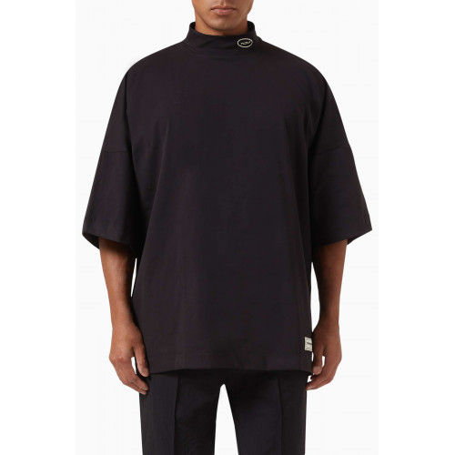 The Giving Movement - High-neck Exaggerated-sleeve T-shirt in Light Softskin100© Black