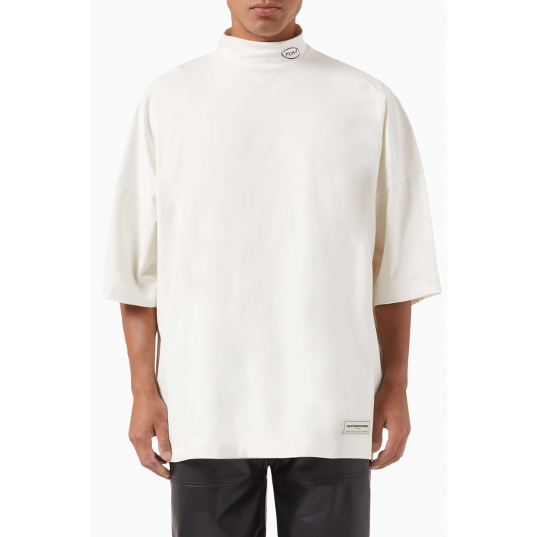 The Giving Movement - High-neck Exaggerated-sleeve T-shirt in Light Softskin100© Neutral