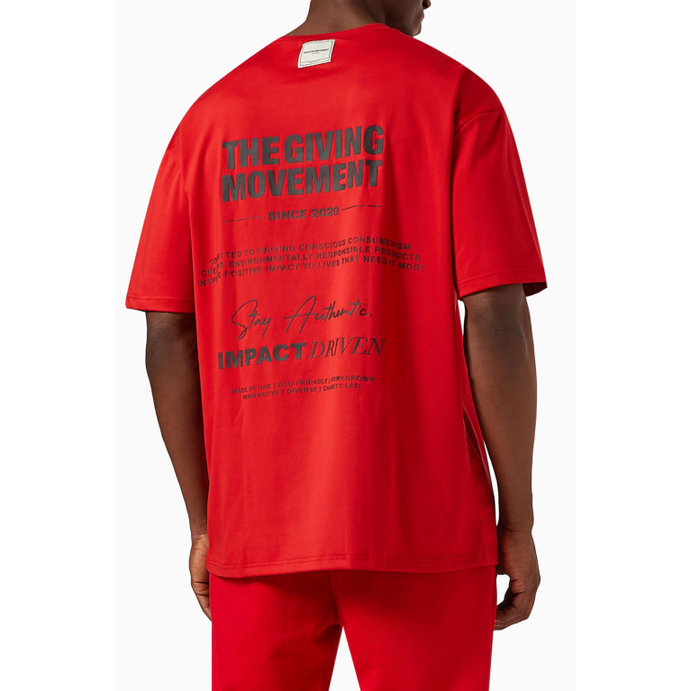 The Giving Movement - Oversized Street Logo-print T-shirt in Light Softskin100© Red