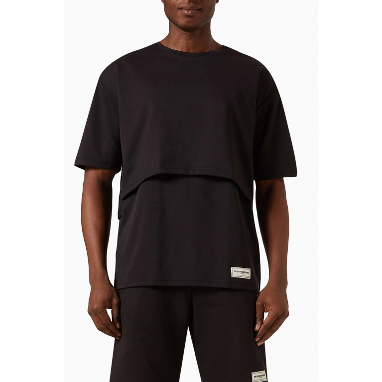 The Giving Movement - Oversized Double-layer T-shirt in Light Softskin100© Black