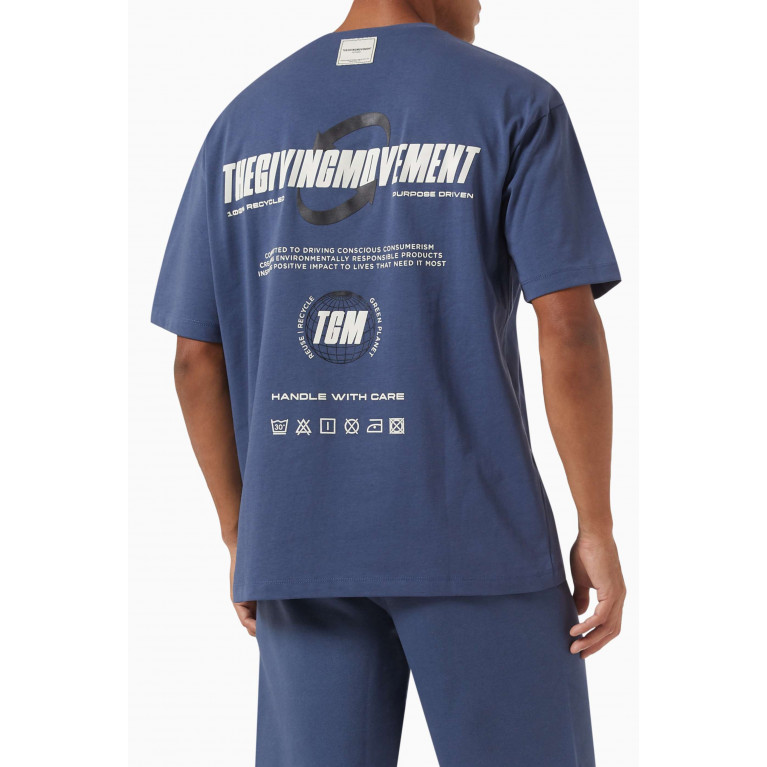 The Giving Movement - Oversized Graphic Logo-print T-shirt in Cottonsey100© Blue
