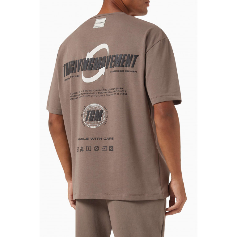 The Giving Movement - Oversized Graphic Logo-print T-shirt in Cottonsey100© Brown