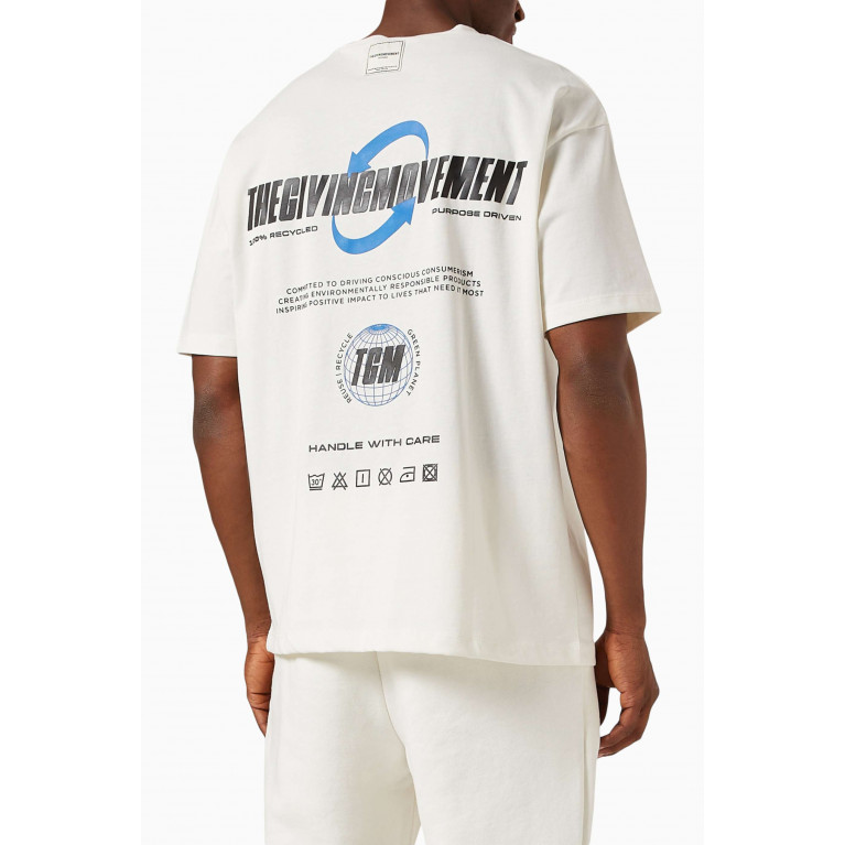 The Giving Movement - Oversized Graphic Logo-print T-shirt in Cottonsey100© Neutral